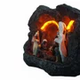 Presépio de Resina Nacional Gruta Marrom com iluminação Laranja 10 peças 21cm x 36cm