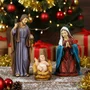 Presépio Importado de Resina Sagrada Família Colors 3 Peças - 45 cm
