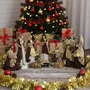 Presépio Importado Tecido Marrom e Dourado 11 Peças - 40 cm