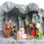 Presépio na Gruta Cinza 10 Figuras de Resina Nacional - 21 cm x 35 cm