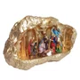 Presépio na Gruta Dourada 10 Figuras de Resina Nacional - 21 cm x 35 cm