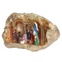 Presépio na Gruta Dourada 10 Figuras de Resina Nacional - 21 cm x 35 cm