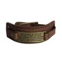 Pulseira Couro Marrom Pontil Oração São Bento Ouro Velho