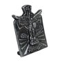 Quadro Cruz São Miguel Arcanjo de Metal Prata Velho - 7,5 cm