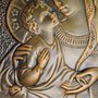 Quadro Nossa Senhora com Menino em Mármore com Pintura em Bronze 29cm