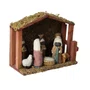 Resina Importada Presépio Infantil com Estábulo de Madeira - 16 cm x 20 cm