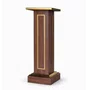 Coluna Pedestal em Madeira Escura para Imagens Detalhe Dourado - 1 mt x 30 cm x 30 cm