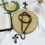 Terço Contemplação dos Mistérios Metal Ouro Velho Imbuia 10 mm