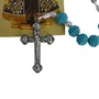 Terço de Nossa Senhora Aparecida Contas Crespas Azul 10 mm