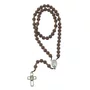 Terço de Nossa Senhora Aparecida Contas Crespas Marrom Claro - 10 mm