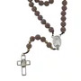 Terço de Nossa Senhora Aparecida Contas Crespas Marrom Claro - 10 mm