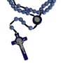 Terço de São Bento Contas Azul Detalhe Prata 8 mm