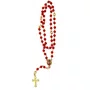 Terço de  São Carlo Acutis Semi Cristal Vermelho e Dourado - 7 mm