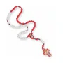 Terço Divina Misericórdia Madeira Branco Vermelho 5 Mm