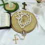 Terço Noiva de Nossa Senhora Aparecida Crespo Branca - 12 mm