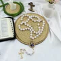 Terço Noiva de Nossa Senhora Aparecida Crespo Branca - 12 mm