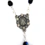 Terço Nossa Senhora Aparecida Cristal Vidro Irisado Preto