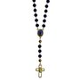 Terço de Nossa Senhora Aparecida Azul Camurça e Dourado - 8 mm