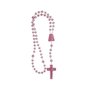 12 unid - Terço Nylon Rosa Translucido Entremeio Sag Coração de Jesus e Nossa Senhora Aparecida  27cm