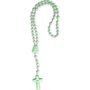 12 Unid - Terço Nylon Verde Claro Leitoso Entremeio Sagrado Coração de Jesus e Nossa Senhora Aparecida 27cm