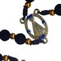 Terço Pescoço de Nossa Senhora Aparecida Contas Camurça Azul 8 Mm
