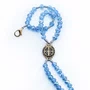 Terço Pulso de São Bento Semi Cristal Azul Claro - 6 mm