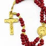 Terço Pulso Perfumada de São Bento Dourado Vermelho - 6 mm
