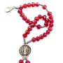 Terço Pulso de São Bento Semi Cristal Vermelho - 6 mm