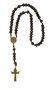 Terço São Bento Madeira Marrom Níquel Cruz  Contas 8 Mm