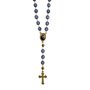 Terço de Santa Rita Semi Cristal Azul e Dourado - 8 mm