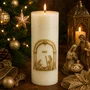 Vela Advento Branca para Altar Nascimento Dourado - 20 x 7 cm 