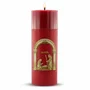 Vela Advento Vermelha para Altar Nascimento Dourado - 20 x 7 cm 