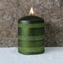 Vela Decorativa Coluna Verde Glíter 10 cm x 7 cm